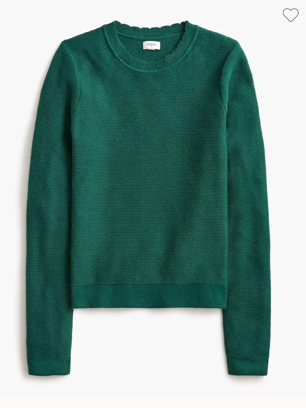 J crew academic green Scalloped crewneck sweater
